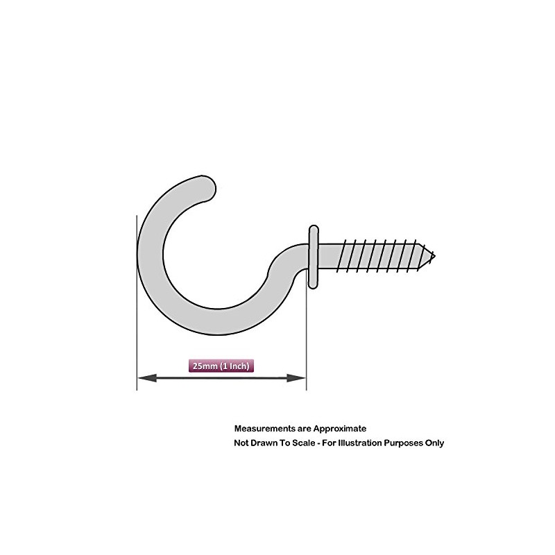 Pack Of 20 Cup Hook 25Mm To Shoulder Total Length