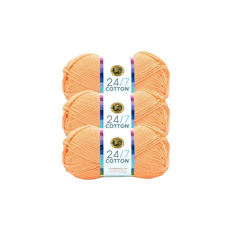 Lion Brand 24/7 Cotton Yarn, Lightweight Yarn for Knitting, Crocheting,
