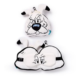 Relaxeazzz Idefix (Dogmatix) Asterix Round Plush Travel Pillow & Eye Mask - Sleep Eye Mask Masks - Kids Travel Accessories For Sleeping Airplane - Flight Plane Neck Pillow Pillows