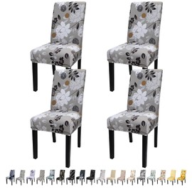 JQinHome Chair Covers for Dining Room Set of 4, High Stretch Removable Washable Parsons Chair Slipcover for Home Party Hotel Wedding Ceremony (Flower,4PCS)