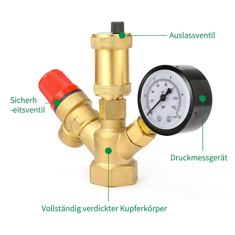 Boiler Safety Group Brass Hot Water Tank Connection Group and