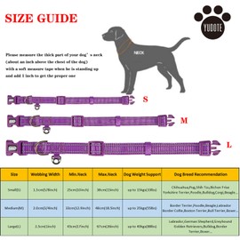 YUDOTE Dog Collar Medium Strong Reflective Nylon Webbing with Soft Comfy Neoprene Padded Linning for Medium Dogs Daily Use,Vibrant Purple