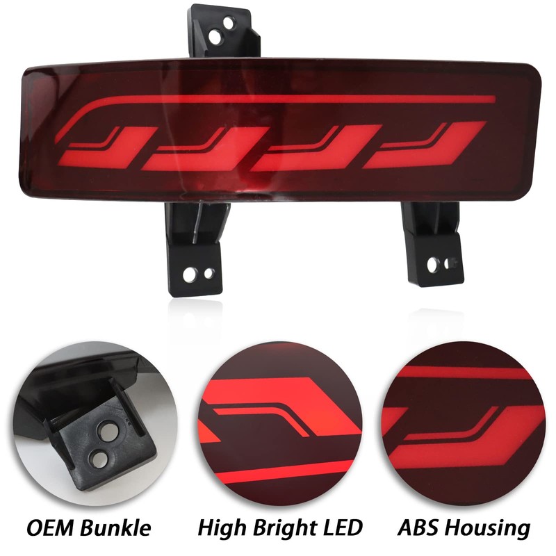 BINQIGOO Full LED Rear Bumper Reflector Fog DRL Kit for