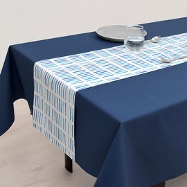 W2600130 Table Runner, Reversible, 100% Cotton, Scandinavian, Stylish, Table Center, 11.8 x 82.7 inches (30 x 210 cm), Water Flow, Style Decor