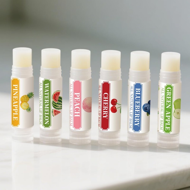 Peacoblue Colorful Fruits Chapstick Labels for Tube, Lip Balm Sticker