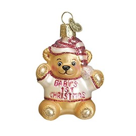 Old World Christmas Ornaments Baby Girl's First Teddy Bear Glass Blown Ornaments for Christmas Tree