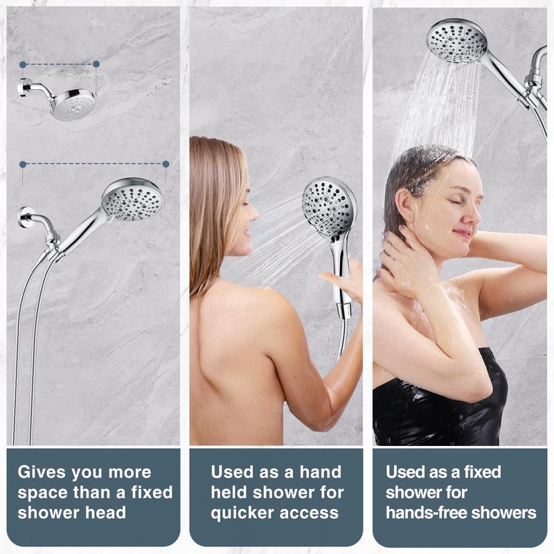 BRIGHT SHOWERS High Pressure Shower Head with Handheld, 9 Spray