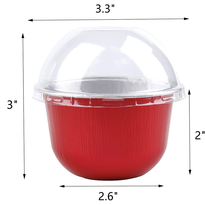 Hacaroa 100 Pcs Aluminum Foil Baking Cups with Dome Lids,