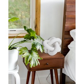 3-link Wood Knot Decor, 6 IN Wooden Chain Link Decoration Object Decorative Wood Knot Ornament for Farmhouse Living Room Bedroom Coffee Table Entryway Rustic Tray Shelf