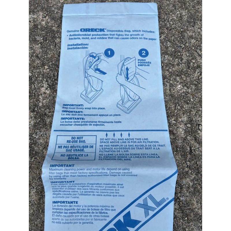 Oreck XL Vacuum Disposable Bags 5 PACK Fits 2000 8000