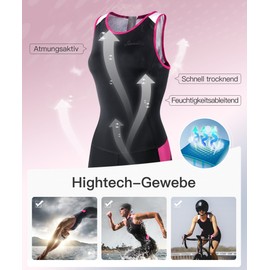 Santic Women's Triathlon Suit One-Piece Sleeveless Pro Triathlon Suit Padded Tri Suit Quick Drying Slimming for Cycling Swimming Running, pink