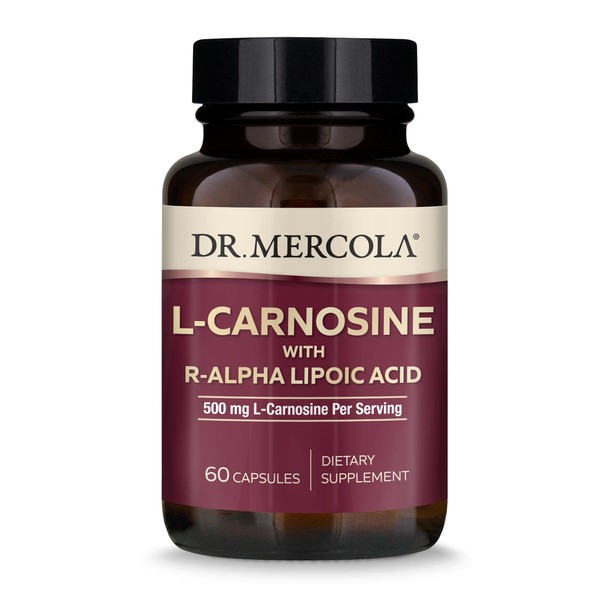 Dr. Mercola L-Carnosine with R-ALA Dietary Supplement, 500 mg L-Carnosine per Serving, 30 Servings (60 Capsules), Non GMO, Gluten Free, Soy Free