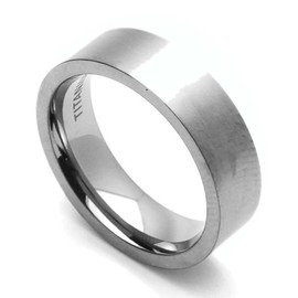 DoubleAccent 6MM Comfort Fit Titanium Wedding Band Satin Finish Flat Ring (Size 7 to 14) Size 14