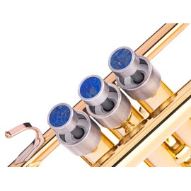 HEAVY Trumpet custom finger buttons for all Bach Stradivarius, Artisan, New York, Chicago, TR200, all Stradivarius flughelhorns, all Stradivarius cornets models (Silver Plated Brushed, Lapis Lazuli)