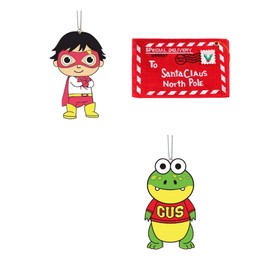 Ryans World Superhero Christmas Ornaments Ryan, Gus and Gift Tag Envelope