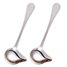 2 PCS Small Ladle, Mini Gravy Ladle Drizzle Spoon, 7.87 Inch Stainless Steel Soup Ladles with Pouring Spout for Spooning Sauces, Gravies