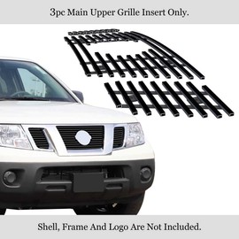 APS Compatible with Nissan Frontier 2009-2021 Main Upper Stainless Steel SS Black Billet Front Grill Grille Insert N66641H