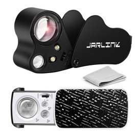JARLINK 2 Pack Jewelers Loupe, 30X 60X 90X Illuminated Jewelers Eye Magnifier and Magnifying Glass Loop with UV Black Light and Bright LED Light for Gems, Jewelry, Diamond, Coins, Stamps (Black) | JARLINK