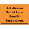 Sign with desired text horizontal text black background orange