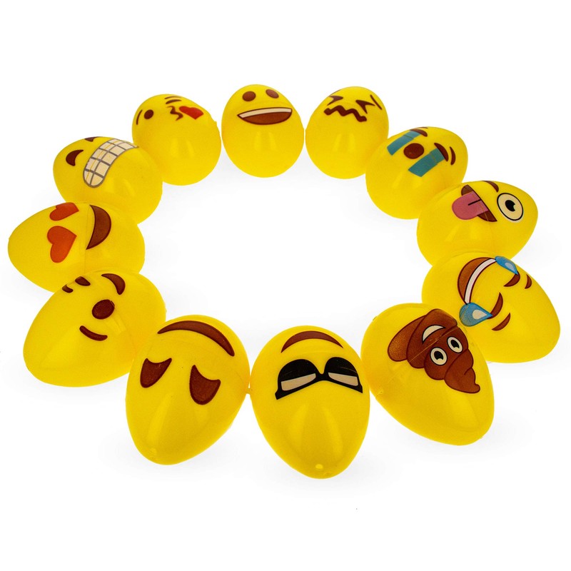 BestPysanky Set of 12 Facial Expressions Plastic Easter Eggs 2.25