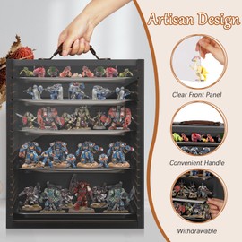 Cathyeen Miniature Display Case for Collectibles, Miniatures Storage Case Display Shelves Shelf for Mini Action Figures Valuable Collectibles or Crystal Stone (Matte Black)