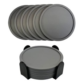 6 Pieces Silicone Coasters, Cup Coasters for Drinks, Heat Resistant Glass Cushion, Coffee Coaster for Table, Desk, Kitchen, Office, Bar Furniture Protection, Hot Cup Mat (Grey)