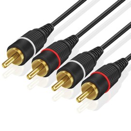 TNP RCA Cables 25ft - Gold Plated 2RCA Male to 2RCA Male Stereo Audio Cable - 2 Channel RCA to RCA Audio Cable - Dual Shielded RCA Cable for Amplifiers, Car Audio, Home Theater, Speakers, Black