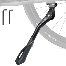 TOPCABIN Bike Kickstand Enhanced,Rear Side/Center Mount,Aluminum Alloy Bicycle Kick Stand Adjustable Kickstand for adult bike 700C 24" 26" 28" 29 inch Mountain Road bike(Black Center 24"-29" Bike)