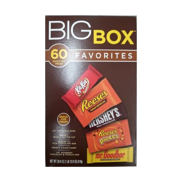 Hershey's Big Box Favorites, 60 Snack Size Pieces, 28.9-Ounce Package (Pack of 3)