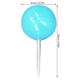 Jenngaoo 100pcs Ball Head Push Pins with Stainless Steel Points, Colourful Plastic Round Thumb Tacks for Bulletin Cork Boards, Fabric Marking, Maps & Photo Walls - Box-Packed Decorative Tacks (Blue)