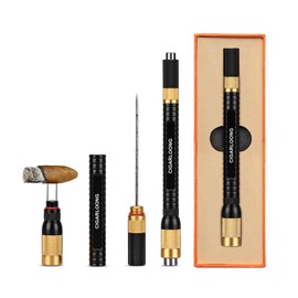 Cigar Punch 4-in-1 Cigar Punch, Draw Enhancer Tool for Dual-Size Cigar Punch, Stainless Steel Twin Needle for Blockage with Gift Box (Yellow Black)