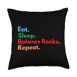 Eat Sleep Balance Rocks Repeat for Rock Balancing Lovers Throw Pillow