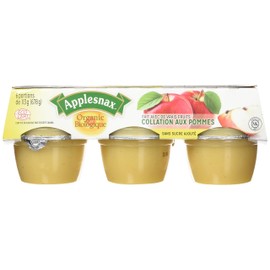 Applesnax Organic Apple Sauce Cups, Unsweetened, 6 count cups
