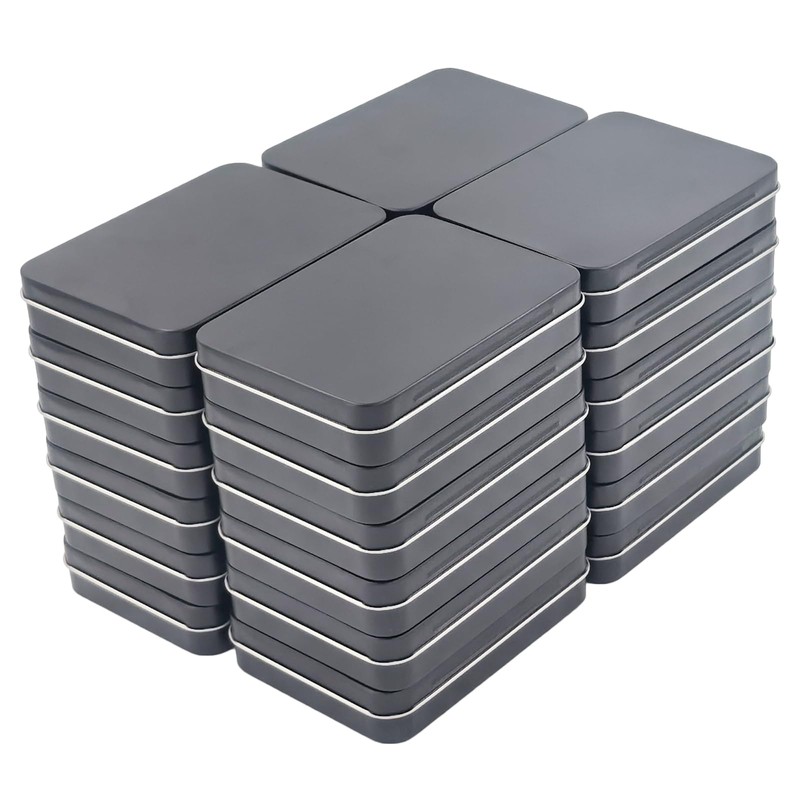 Goodma 24 Pieces Rectangular Metal Hinged Tins, Black, 4.5 x