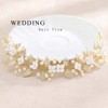 Unicra Gold Wedding Pearl Hair Vines Flower Leaf Headpiece Wedding