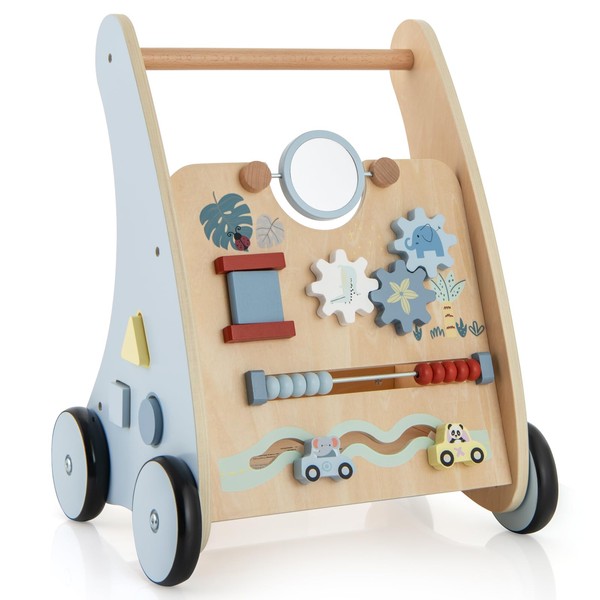 HONEY JOY Baby Push Walker, Wooden Infant Walker Activity Center
