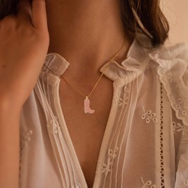 BUBGDYFO Cowgirl Country 14k Western Cowboy Boot Necklace Jewelry for Women - Perfect Western Jewelry for Women Cowgirl, Medium, Gold Plated, No Gemstone