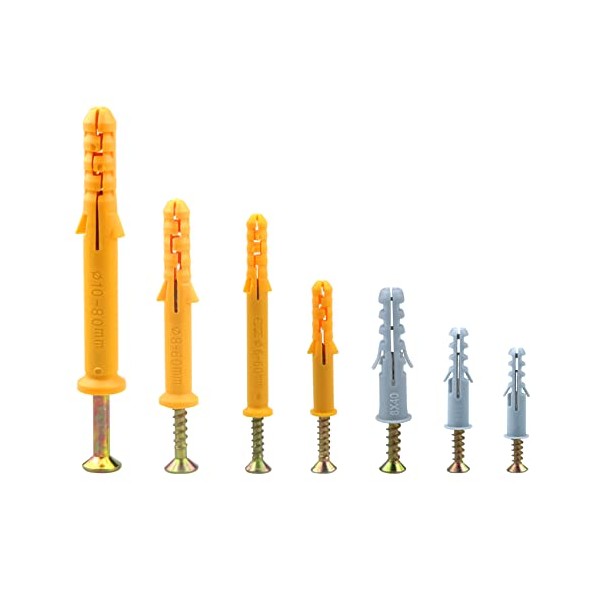 270 Pcs Screws And Wall Plugs Set,Anchor Bolts For MasonryãBrickãConcrete