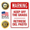 Warning Keep Off The Grass Bilingual Sign, 10x14 Inches, 55