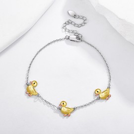 VENACOLY Duck Bracelet 925 Sterling Silver Cute Animal Mother's Day Jewellery for Women Mum Mom