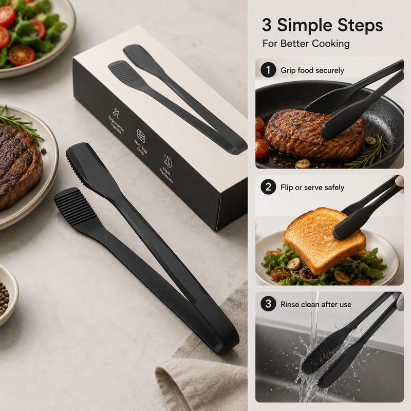 Silicone Kitchen Tongs for Cooking & BBQ – 28 cm