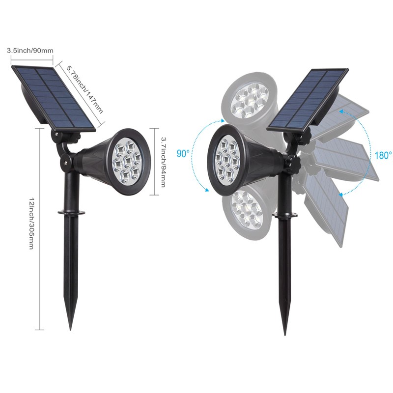 T-SUN Solar Spotlights, Color Changing 7 LED Waterproof Solar Garden