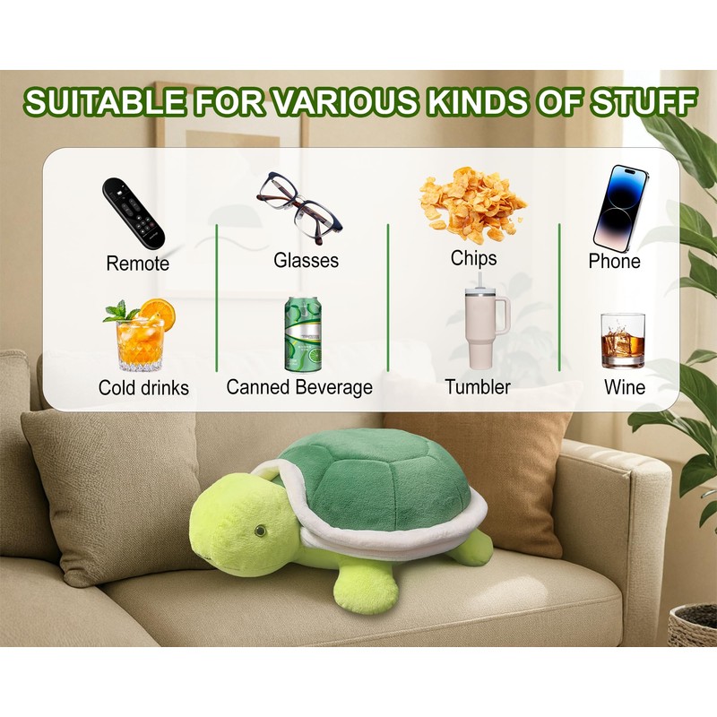 Couch Cup Holder Pillow Tray & Caddy,Headrest and Giant Turtle