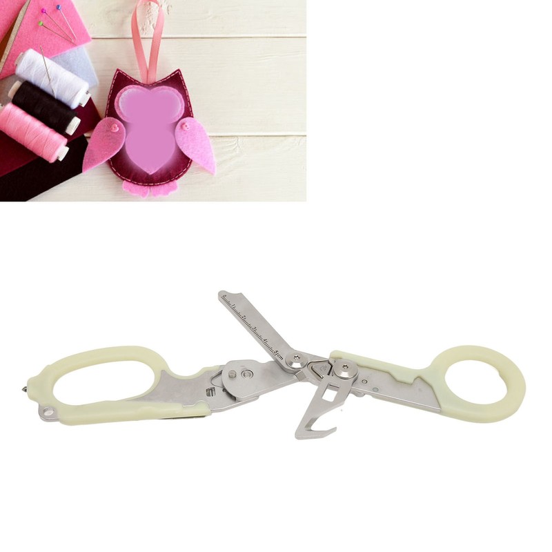 Emergency Response Shears Stainless Steel Luminous Multifunctional Foldable Scissors Pliers