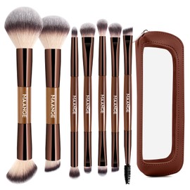 MAANGE Set de Brochas de Maquillaje 7 en 14 Brochas de Maquillaje de Doble Punta Kits de Maquillaje para Base Líquida, Polvo, Contorno, Corrector,... 
