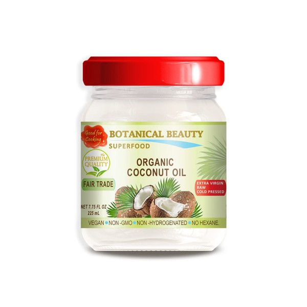 COCONUT OIL.ORGANIC FAIR TRADE 100% Pure. EXTRA VIRGIN / UNREFINED / RAW / COLD PRESSED. AMAZING SUPER FOOD. GOOD FOR COOKING. 7.75 Fl.oz – 225 ml.