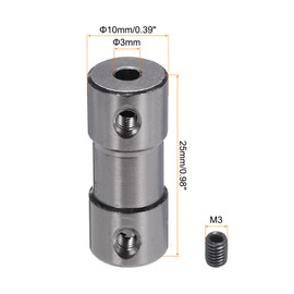 QUARKZMAN Shaft Coupling Connector with Bore of 3 mm - 3 mm Length 25 mm φ 10 mm Pack of 10 Shaft Couplings M3 Aluminium Alloy Rigid Coupling for Motor Accessories 3D Printer DIY Robot Titanium Colour