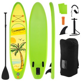 GYMAX Paddle Board, 9.8’/10’/11’ x 6” Inflatable Stand Up Paddle Board w/SUP Accessories, Removable Fin, Paddle & Carry Bag, Blow Up Paddle Boards Standing Boat for Adults Youth (Coconut Tree, 10FT)