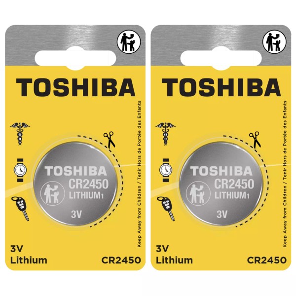 Toshiba CR2450 3V Lithium Coin Cell (2 PCs Child Resistant