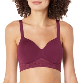 Playtex Women's Secrets, ComfortFlex Wirefree Full-Coverage, Wireless Convertible T-Shirt Bra, Sparkling Purple, Large